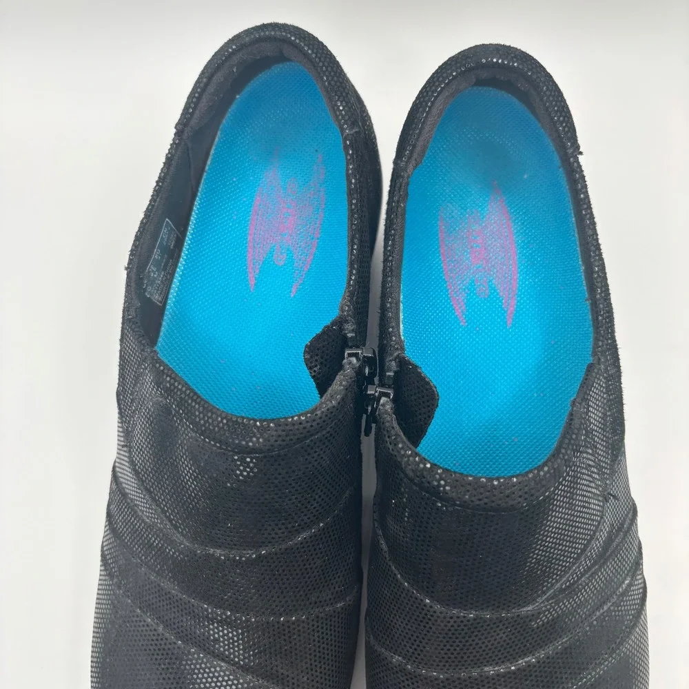 Clarks Channing Kim Womens 9.5 Black Lizard Print Zip Loafers 26113346